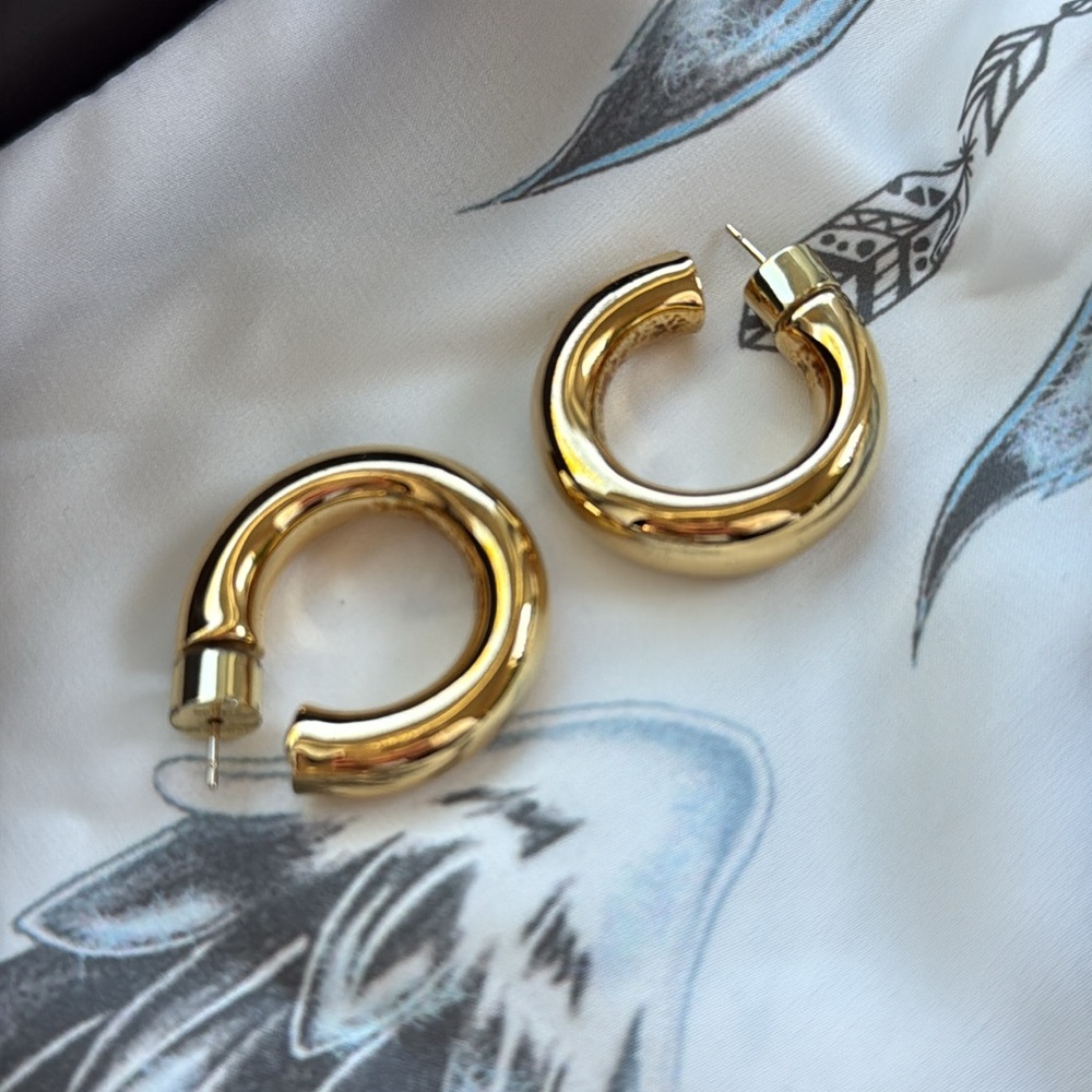 Authentic Jennifer Fisher Mini Kevin Hoops 10K Yellow Gold Plated Brass